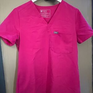 Figs Raspberry V-Neck Scrub Top